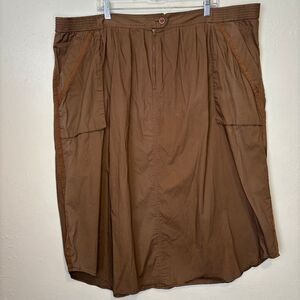 Roaman's Plus Size Womens Sz 24W Midi Utility Skirt Brown Ribbon Side Stretch‎